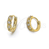 Oro Laminado Huggie Hoop, Gold Filled Style with White Cubic Zirconia, Polished, Golden Finish, 5.131.035