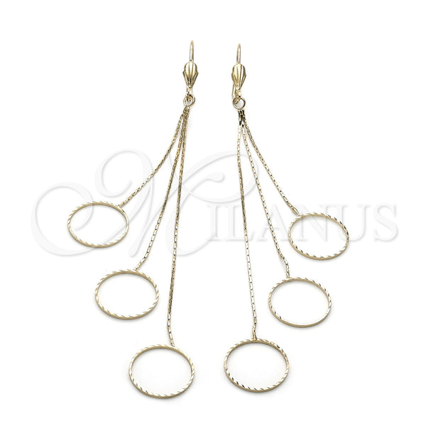 Oro Laminado Long Earring, Gold Filled Style Polished, Golden Finish, 02.63.0623