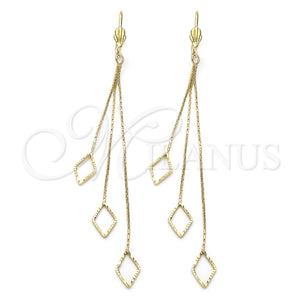 Oro Laminado Long Earring, Gold Filled Style Diamond Cutting Finish, Golden Finish, 02.63.0624