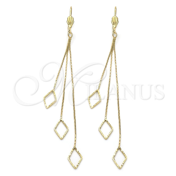 Oro Laminado Long Earring, Gold Filled Style Diamond Cutting Finish, Golden Finish, 02.63.0624