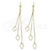 Oro Laminado Long Earring, Gold Filled Style Diamond Cutting Finish, Golden Finish, 02.63.0624