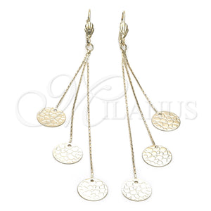 Oro Laminado Long Earring, Gold Filled Style Polished, Golden Finish, 02.63.0630
