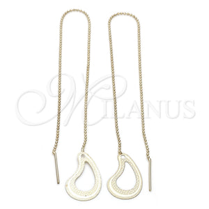 Oro Laminado Threader Earring, Gold Filled Style Teardrop Design, Polished, Golden Finish, 02.63.0635