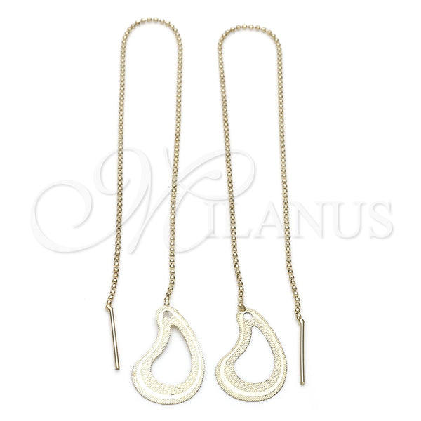 Oro Laminado Threader Earring, Gold Filled Style Teardrop Design, Polished, Golden Finish, 02.63.0635