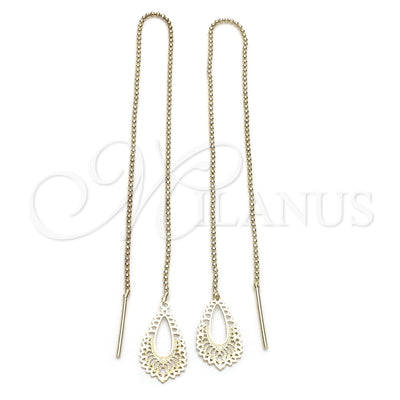 Oro Laminado Threader Earring, Gold Filled Style Leaf Design, Polished, Golden Finish, 02.63.0637 for wholesale, main product view