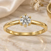 Oro Laminado Multi Stone Ring, Gold Filled Style Solitaire Design, with White Cubic Zirconia, Polished, Golden Finish, 5.166.026.06 (Size 6)