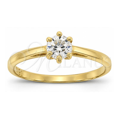 Oro Laminado Multi Stone Ring, Gold Filled Style Solitaire Design, with White Cubic Zirconia, Polished, Golden Finish, 5.166.026.06 (Size 6)