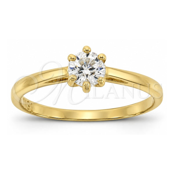 Oro Laminado Multi Stone Ring, Gold Filled Style Solitaire Design, with White Cubic Zirconia, Polished, Golden Finish, 5.166.026.06 (Size 6)
