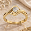 Oro Laminado Multi Stone Ring, Gold Filled Style Solitaire Design, with White Cubic Zirconia, Polished, Golden Finish, 5.166.024.06 (Size 6)