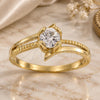 Oro Laminado Multi Stone Ring, Gold Filled Style Solitaire Design, with White Cubic Zirconia, Diamond Cutting Finish, Golden Finish, 5.166.022.06 (Size 6)