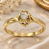 Oro Laminado Multi Stone Ring, Gold Filled Style Solitaire Design, with White Cubic Zirconia, Polished, Golden Finish, 5.166.011.06 (Size 6)