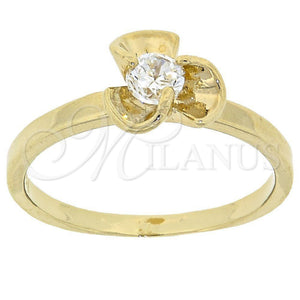 Oro Laminado Multi Stone Ring, Gold Filled Style Flower Design, with White Cubic Zirconia, Polished, Golden Finish, 5.166.025.06 (Size 6)