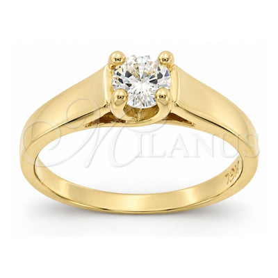 Oro Laminado Multi Stone Ring, Gold Filled Style Solitaire Design, with White Cubic Zirconia, Polished, Golden Finish, 5.167.035.06 (Size 6)
