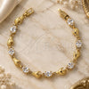 Oro Laminado Fancy Bracelet, Gold Filled Style Hand Design, with White Cubic Zirconia, Polished, Golden Finish, 5.027.004 (05 MM Thickness, 7 Inches Length)
