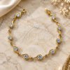 Oro Laminado Fancy Bracelet, Gold Filled Style with White Cubic Zirconia, Polished, Golden Finish, 5.029.009 (07 MM Thickness, 7 Inches Length)