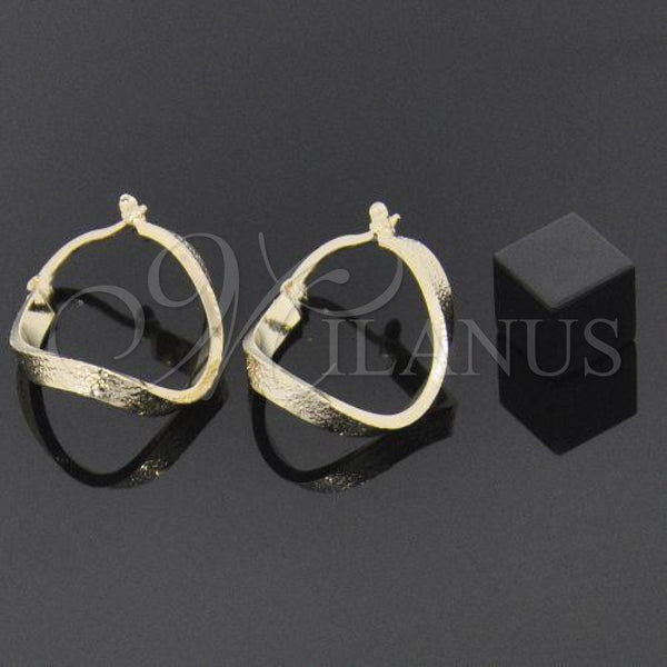 Oro Laminado Small Hoop, Gold Filled Style Twist Design, Matte Finish, Golden Finish, 5.147.014