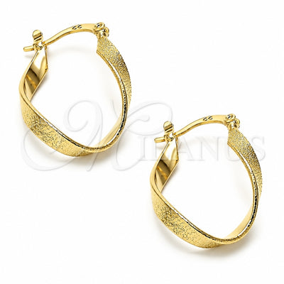 Oro Laminado Small Hoop, Gold Filled Style Twist Design, Matte Finish, Golden Finish, 5.147.014