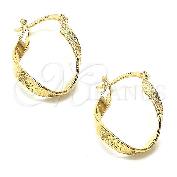 Oro Laminado Small Hoop, Gold Filled Style Twist Design, Matte Finish, Golden Finish, 5.147.014
