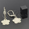Oro Laminado Dangle Earring, Gold Filled Style Flower Design, Polished, Golden Finish, 5.016.004