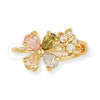 Oro Laminado Multi Stone Ring, Gold Filled Style Flower and Butterfly Design, with Multicolor and White Cubic Zirconia, Polished, Golden Finish, 5.172.011.07 (Size 7)