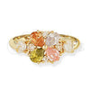 Oro Laminado Multi Stone Ring, Gold Filled Style Flower Design, with Multicolor and White Cubic Zirconia, Polished, Golden Finish, 5.172.002.07 (Size 7)