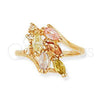 Oro Laminado Multi Stone Ring, Gold Filled Style Cluster Design, with Multicolor and White Cubic Zirconia, Polished, Golden Finish, 5.172.006.07 (Size 7)