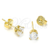 Oro Laminado Stud Earring, Gold Filled Style with White Cubic Zirconia, Polished, Golden Finish, 5.128.017