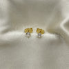 Oro Laminado Stud Earring, Gold Filled Style with White Cubic Zirconia, Polished, Golden Finish, 5.128.017