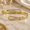Oro Laminado Individual Bangle, Gold Filled Style Greek Key and Teardrop Design, Polished, Golden Finish, 5.230.011 (05 MM Thickness, One size fits all)