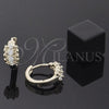 Oro Laminado Huggie Hoop, Gold Filled Style with White Cubic Zirconia, Polished, Golden Finish, 5.130.019