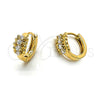 Oro Laminado Huggie Hoop, Gold Filled Style with White Cubic Zirconia, Polished, Golden Finish, 5.130.019