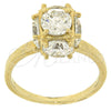 Oro Laminado Multi Stone Ring, Gold Filled Style with White Cubic Zirconia, Polished, Golden Finish, 5.165.008.05 (Size 5)
