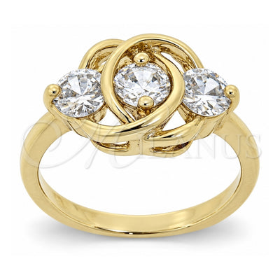 Oro Laminado Multi Stone Ring, Gold Filled Style with White Cubic Zirconia, Polished, Golden Finish, 5.165.007.06 (Size 6)