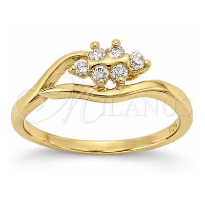 Oro Laminado Multi Stone Ring, Gold Filled Style with White Cubic Zirconia, Polished, Golden Finish, 5.165.027.06 (Size 6)