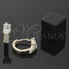 Oro Laminado Huggie Hoop, Gold Filled Style with White Cubic Zirconia, Polished, Golden Finish, 5.132.016