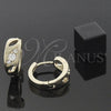 Oro Laminado Huggie Hoop, Gold Filled Style with White Cubic Zirconia, Polished, Golden Finish, 5.131.024