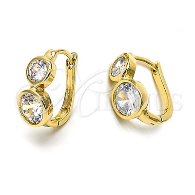 Oro Laminado Huggie Hoop, Gold Filled Style with White Cubic Zirconia, Polished, Golden Finish, 5.130.023 for wholesale, main product view