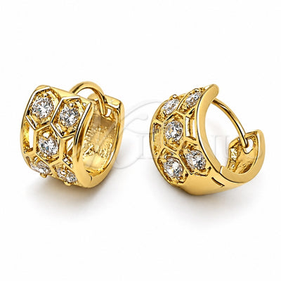 Oro Laminado Huggie Hoop, Gold Filled Style with White Cubic Zirconia, Polished, Golden Finish, 5.132.003