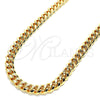 Oro Laminado Basic Necklace, Gold Filled Style Miami Cuban Design, Polished, Golden Finish, 5.223.010.24 (230 Gauge, 08 MM Thickness, 24 Inches Length)