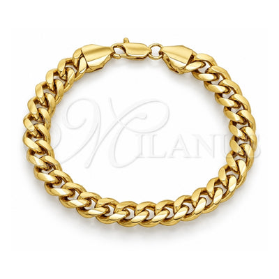 Oro Laminado Basic Bracelet, Gold Filled Style Miami Cuban Design, Polished, Golden Finish, 5.223.010.09 (230 Gauge, 09 MM Thickness, 9 Inches Length)