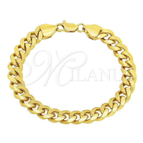 Oro Laminado Basic Bracelet, Gold Filled Style Miami Cuban Design, Polished, Golden Finish, 5.223.010.09 (230 Gauge, 09 MM Thickness, 9 Inches Length)