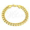 Oro Laminado Basic Bracelet, Gold Filled Style Miami Cuban Design, Polished, Golden Finish, 5.223.010.09 (230 Gauge, 09 MM Thickness, 9 Inches Length)