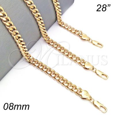 Oro Laminado Basic Necklace, Gold Filled Style Miami Cuban Design, Polished, Golden Finish, 5.223.011.28 (200 for wholesale, main product view