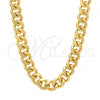 Oro Laminado Basic Necklace, Gold Filled Style Miami Cuban Design, Polished, Golden Finish, 5.223.011.30 (200 Gauge, 08 MM Thickness, 30 Inches Length)