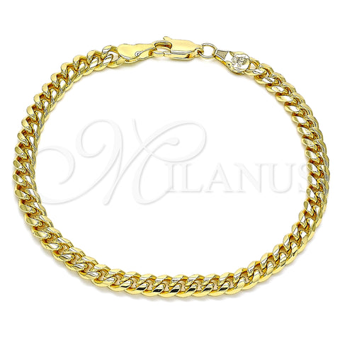 Oro Laminado Basic Bracelet, Gold Filled Style Miami Cuban Design, Polished, Golden Finish, 5.223.012.08 (140 Gauge, 05 MM Thickness, 8 Inches Length)