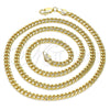 Oro Laminado Basic Necklace, Gold Filled Style Miami Cuban Design, Polished, Golden Finish, 5.223.013.24 (120 Gauge, 04 MM Thickness, 24 Inches Length)