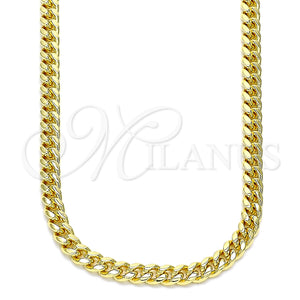 Oro Laminado Basic Necklace, Gold Filled Style Miami Cuban Design, Polished, Golden Finish, 5.223.013.24 (120 Gauge, 04 MM Thickness, 24 Inches Length)