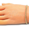Oro Laminado Basic Bracelet, Gold Filled Style Miami Cuban Design, Polished, Golden Finish, 5.223.013.07 (120 Gauge, 04 MM Thickness, 7 Inches Length)