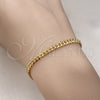Oro Laminado Basic Bracelet, Gold Filled Style Miami Cuban Design, Polished, Golden Finish, 5.223.013.07 (120 Gauge, 04 MM Thickness, 7 Inches Length)