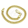 Oro Laminado Basic Bracelet, Gold Filled Style Miami Cuban Design, Polished, Golden Finish, 5.223.013.07 (120 Gauge, 04 MM Thickness, 7 Inches Length)